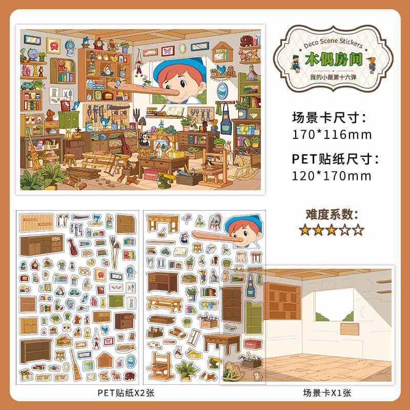 Whimsy Chamber DIY 3D Scene Stickers 4 Cute Scenes(S)