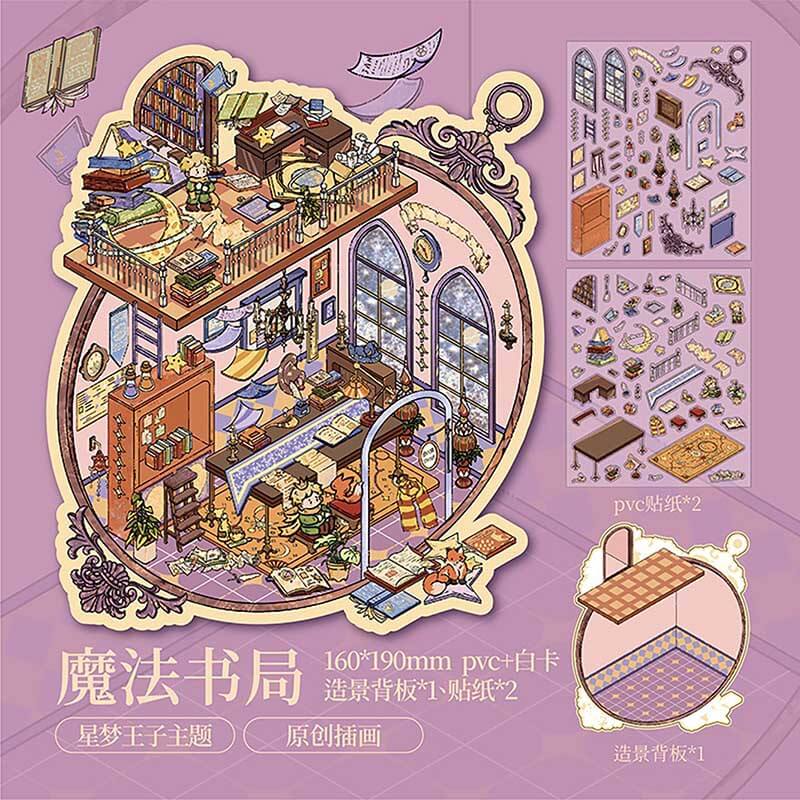 Whimsy Realms DIY 3D Scene Stickers 4 Cute Miniature Scenes(M)