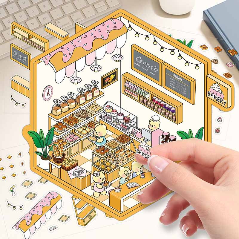 Whimsy Retreats DIY 3D Scene Stickers 4 Cute Miniature Scenes(S)