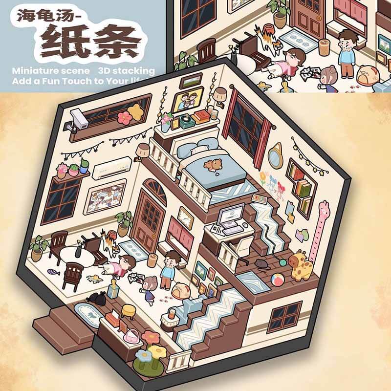 Whimsy Retreats DIY 3D Scene Stickers 4 Cute Miniature Scenes(S)