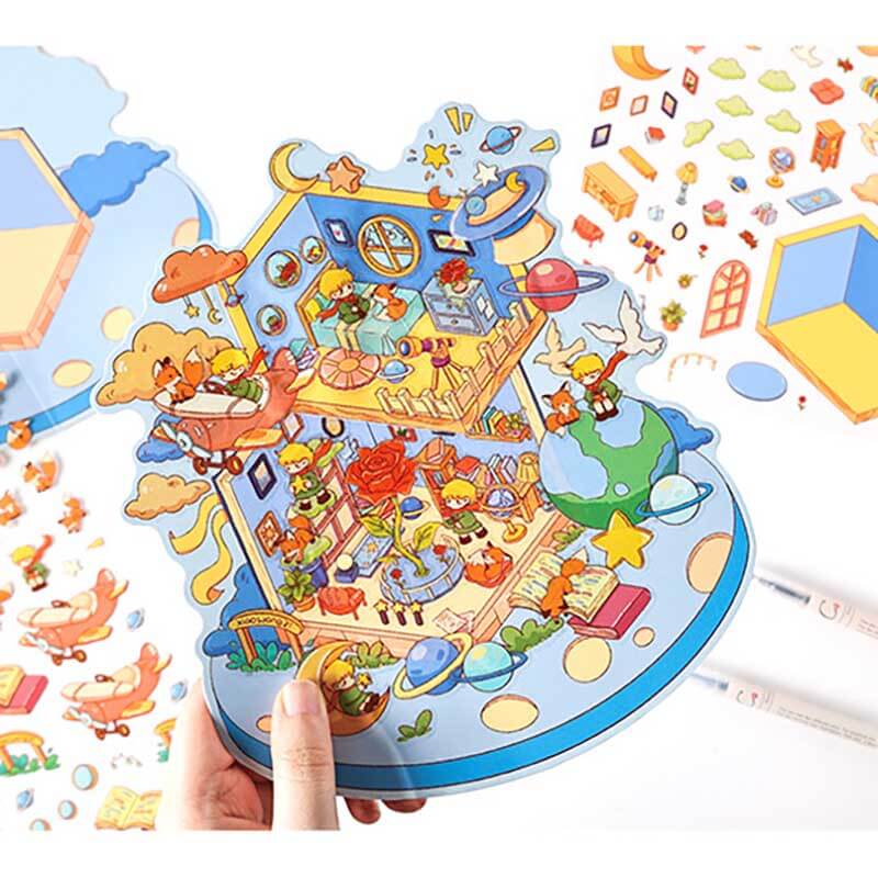 Whimsy Tale Dwellings DIY 3D Scene Stickers 4 Cute Miniature Scenes(L)
