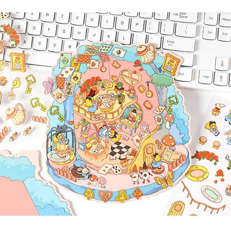 Whimsy Tale Dwellings DIY 3D Scene Stickers 4 Cute Miniature Scenes(L)