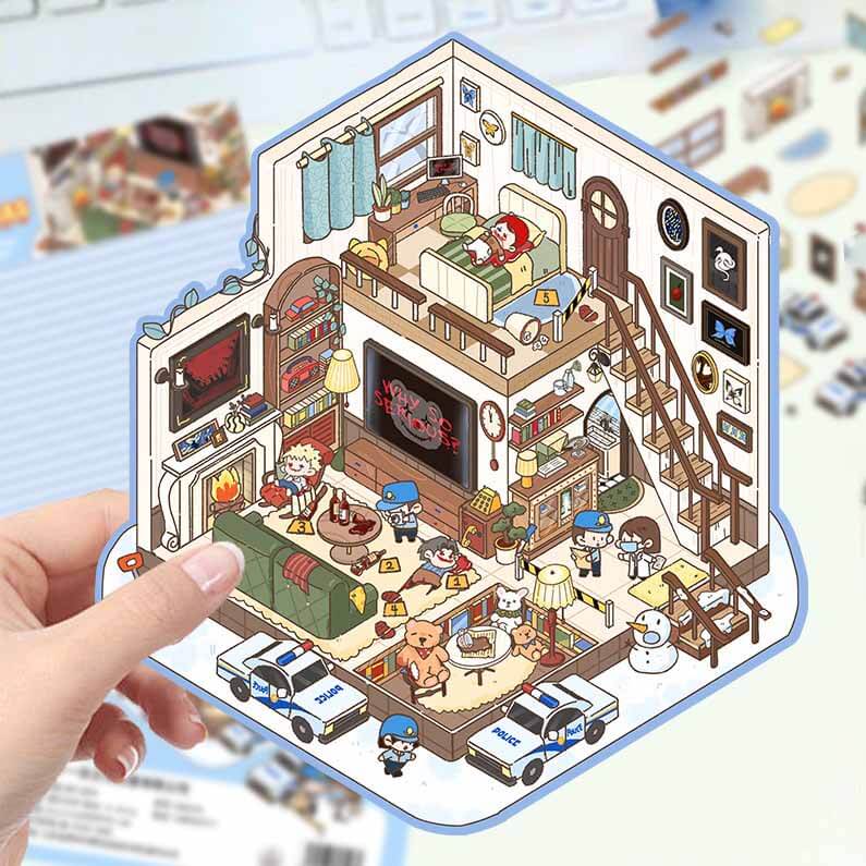 Whimsy Wonders DIY 3D Scene Stickers 4 Cute Miniature Scenes(S)