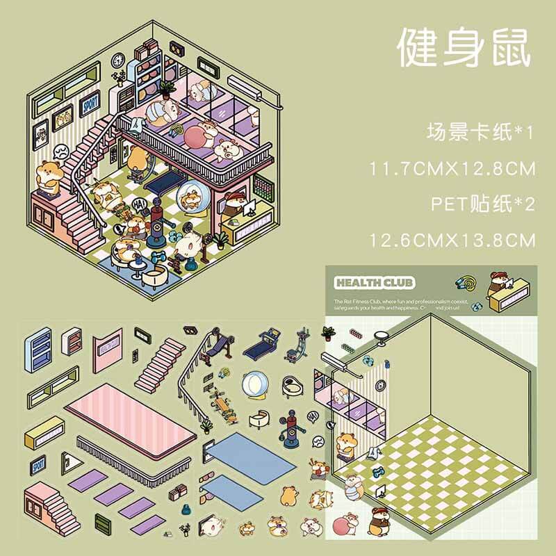 Whimsy Wonders DIY 3D Scene Stickers 4 Cute Miniature Scenes(S)