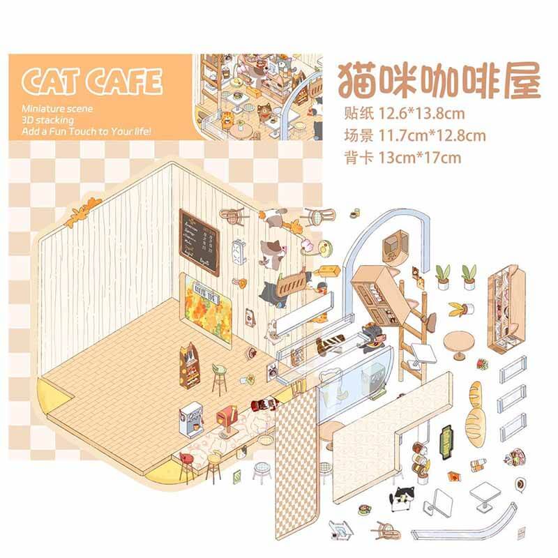 Whimsy Wonders DIY 3D Scene Stickers 4 Cute Miniature Scenes(S)