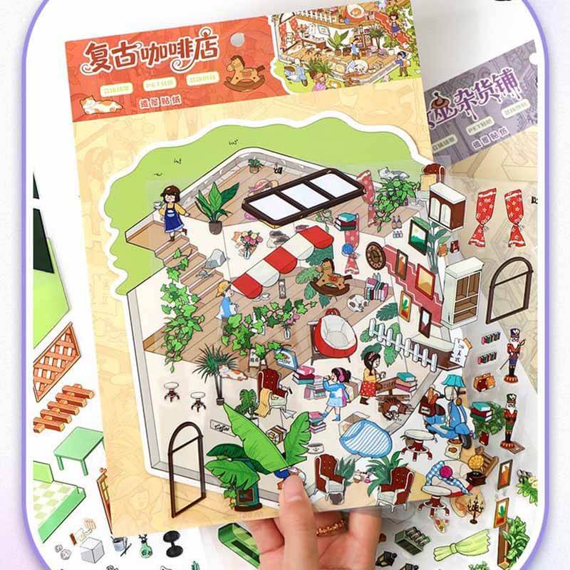 Whispering Alley DIY 3D Scene Stickers 4 Cute Miniature Scenes(L)