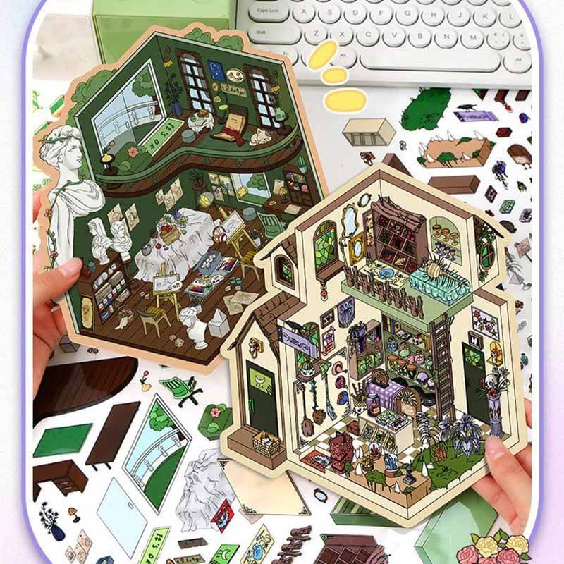 Whispering Alley DIY 3D Scene Stickers 4 Cute Miniature Scenes(L)