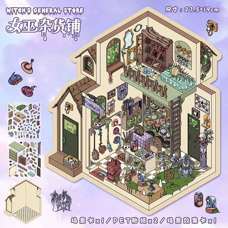 Whispering Alley DIY 3D Scene Stickers 4 Cute Miniature Scenes(L)