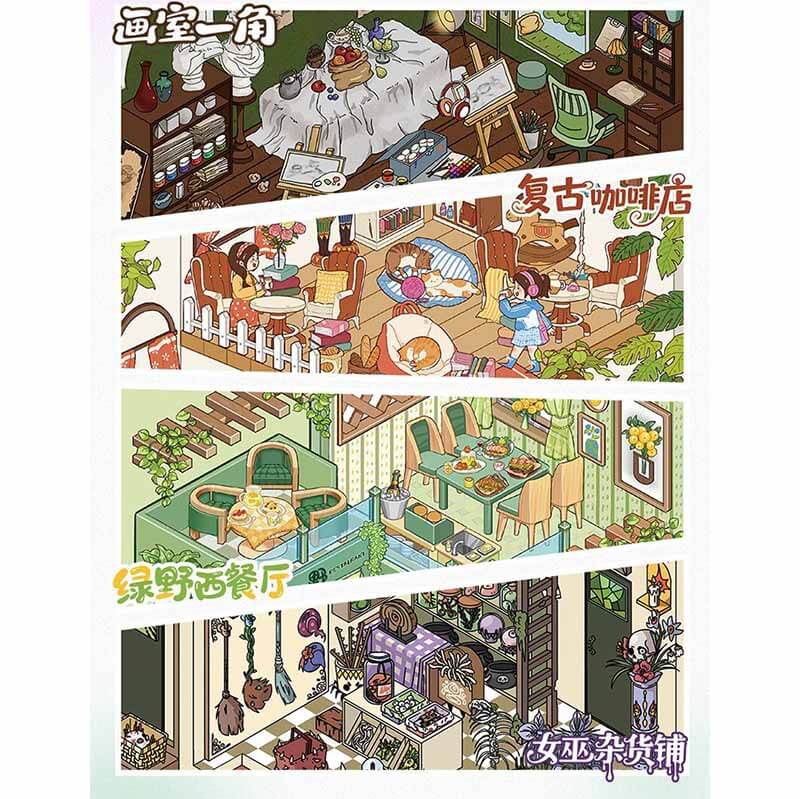 Whispering Alley DIY 3D Scene Stickers 4 Cute Miniature Scenes(L)