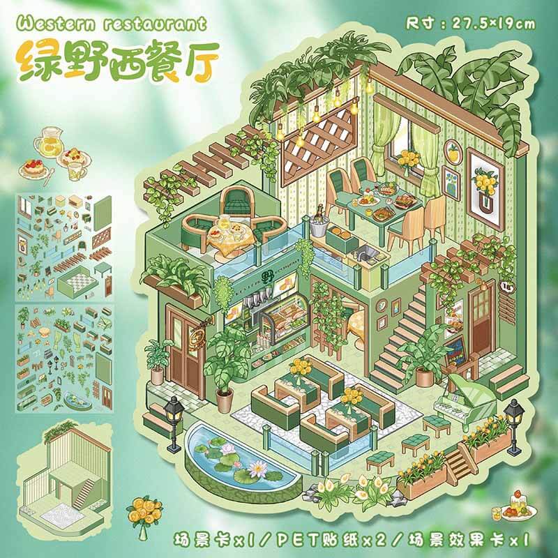 Whispering Alley DIY 3D Scene Stickers 4 Cute Miniature Scenes(L)
