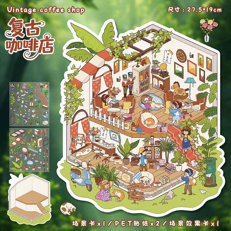 Whispering Alley DIY 3D Scene Stickers 4 Cute Miniature Scenes(L)