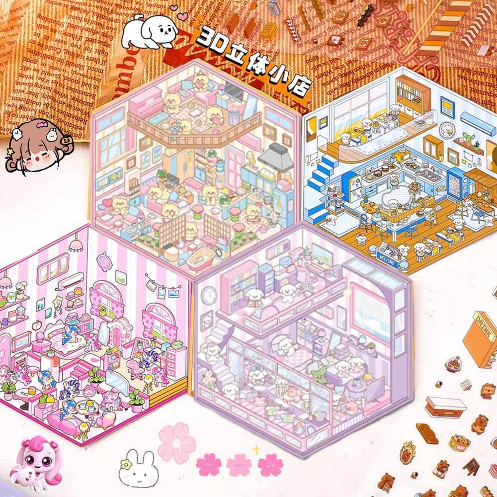 Wholesome Haven DIY 3D Sticker Collection 4 Cute Miniature Scenes(S)