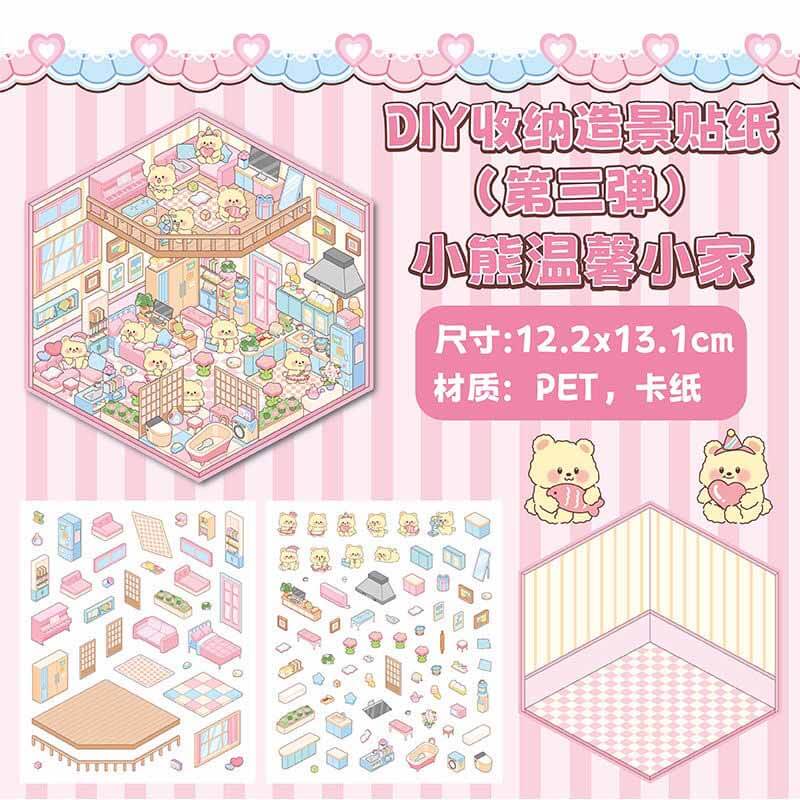 Wholesome Haven DIY 3D Sticker Collection 4 Cute Miniature Scenes(S)