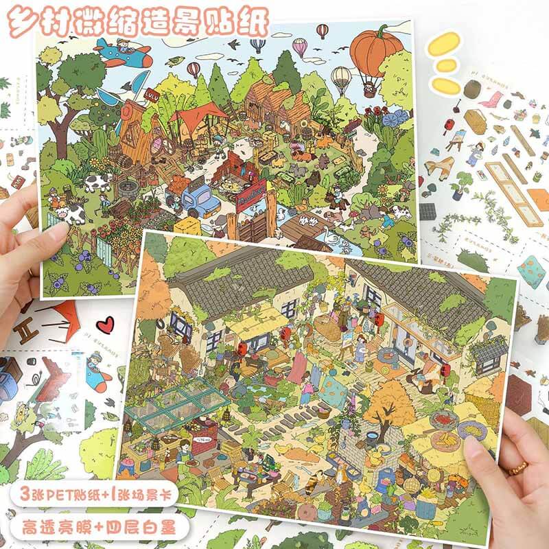 Wild Retreat DIY 3D Scene Stickers With Guide Lines(L)