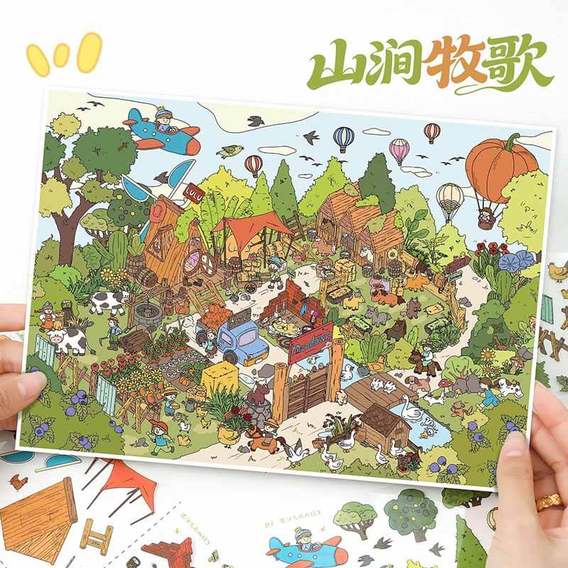 Wild Retreat DIY 3D Scene Stickers With Guide Lines(L)