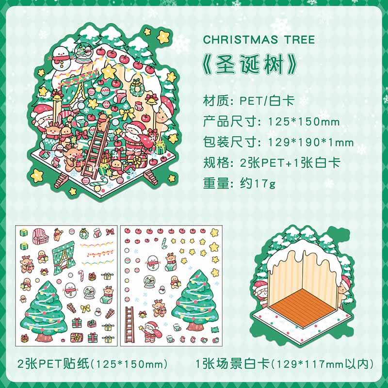 Winter Christmas DIY 3D Scene Stickers 4 Cute Scenes(S)