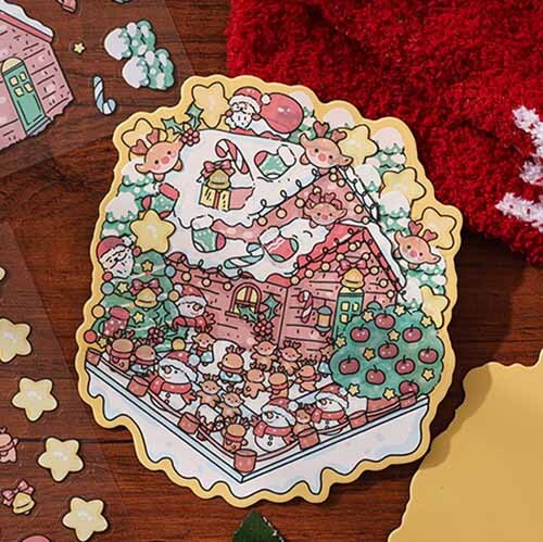 Winter Christmas DIY 3D Scene Stickers 4 Cute Scenes(S)