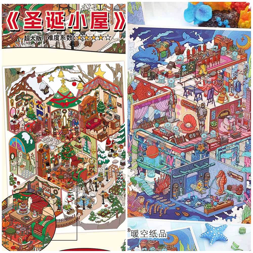 Winter Glow DIY 3D Scene Stickers 2 Cute Miniature Scenes(L)