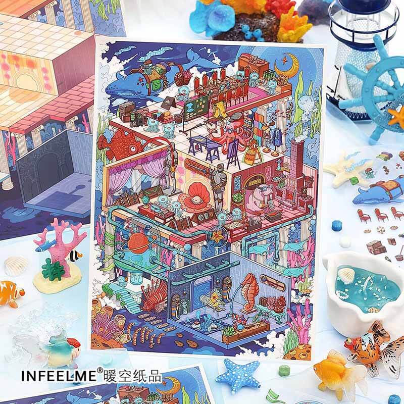 Winter Glow DIY 3D Scene Stickers 2 Cute Miniature Scenes(L)