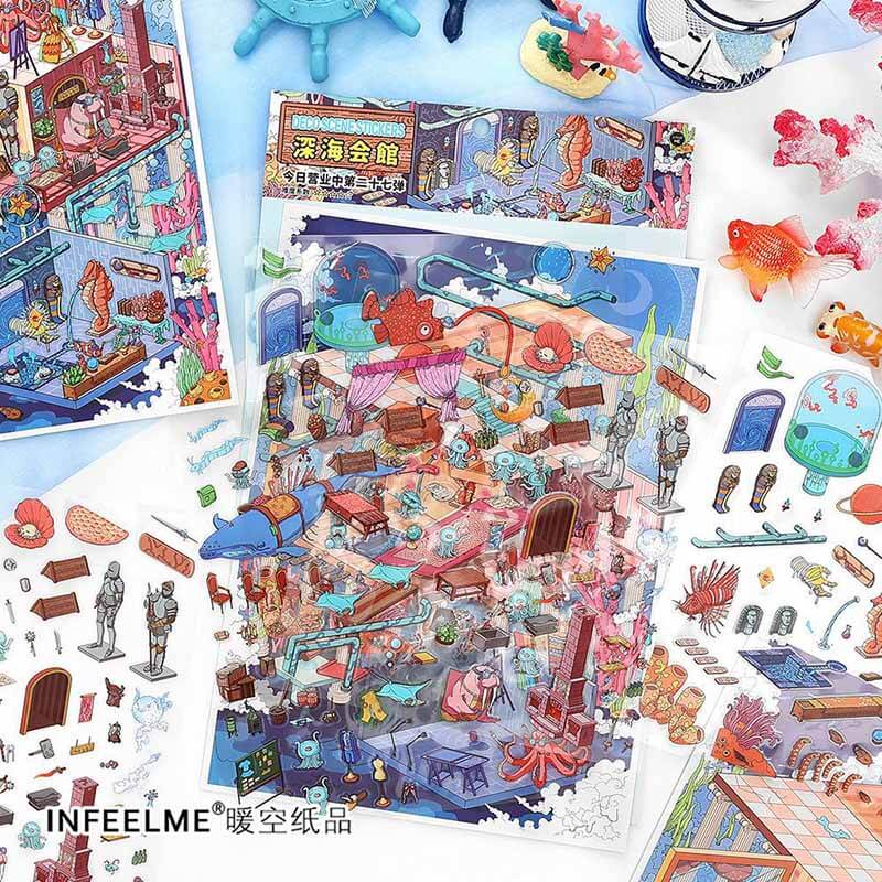 Winter Glow DIY 3D Scene Stickers 2 Cute Miniature Scenes(L)