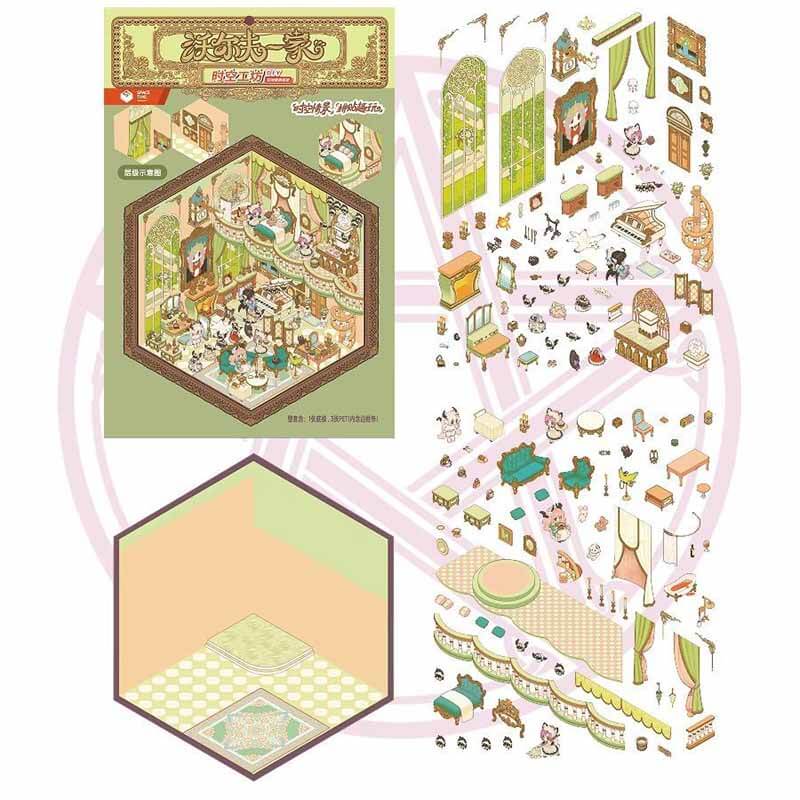 Wolfe family DIY 3D Scene Stickers 4 Cute Miniature Scenes(M)