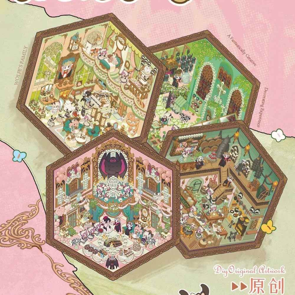 Wolfe family DIY 3D Scene Stickers 4 Cute Miniature Scenes(M)