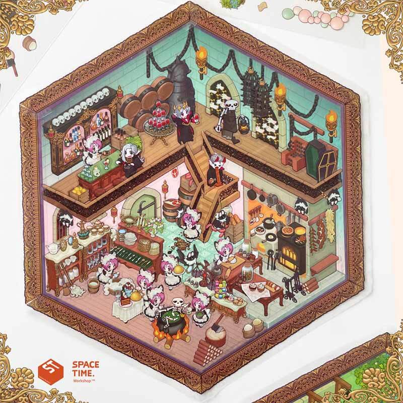 Wolfe family DIY 3D Scene Stickers 4 Cute Miniature Scenes(M)