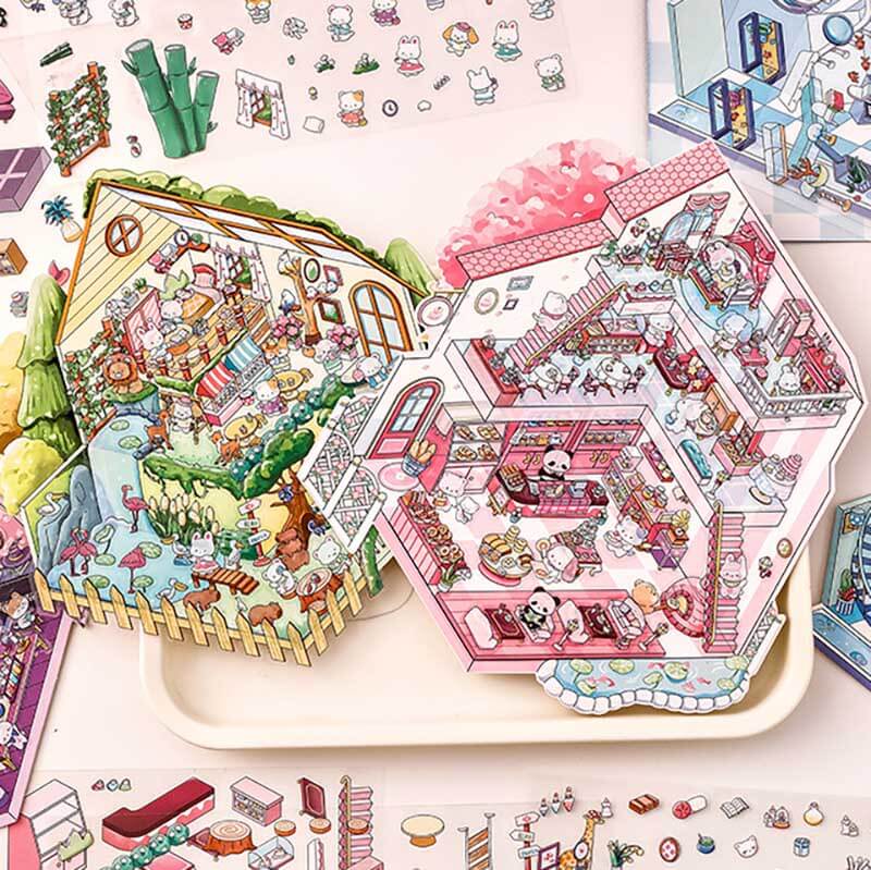 Wonder Spots DIY 3D Scene Stickers 4 Cute Miniature Scenes(L)