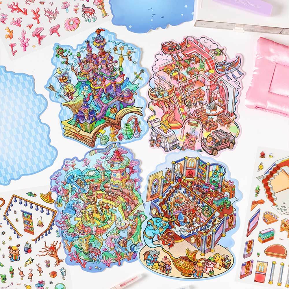 Wonders of Magic DIY 3D Scene Stickers 4 Cute Miniature Scenes(L)