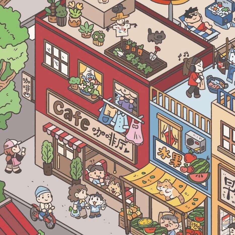 Wooden Sunshine DIY 3D Scene Stickers 3 Cute Miniature Scenes(XL)