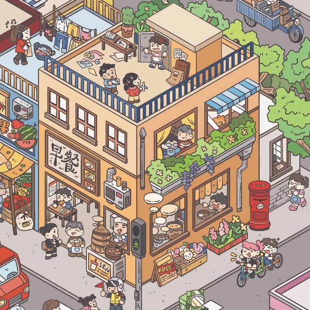 Wooden Sunshine DIY 3D Scene Stickers 3 Cute Miniature Scenes(XL)