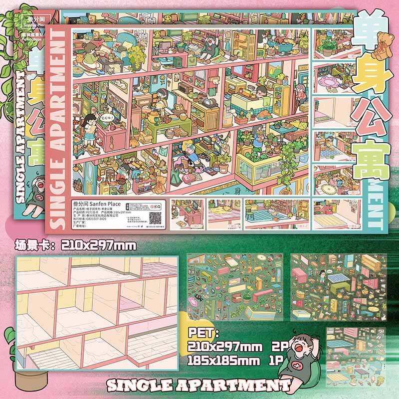 Woodland Living DIY 3D Scene Stickers 4 Cute Miniature Scenes(L)