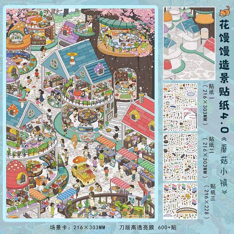 Woodland Spring DIY 3D Scene Stickers With Guide Lines(L)