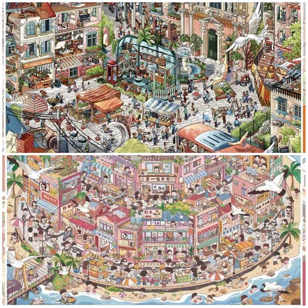 World Journey DIY 3D Scene Stickers 2 Cute Scenes(XXXL)