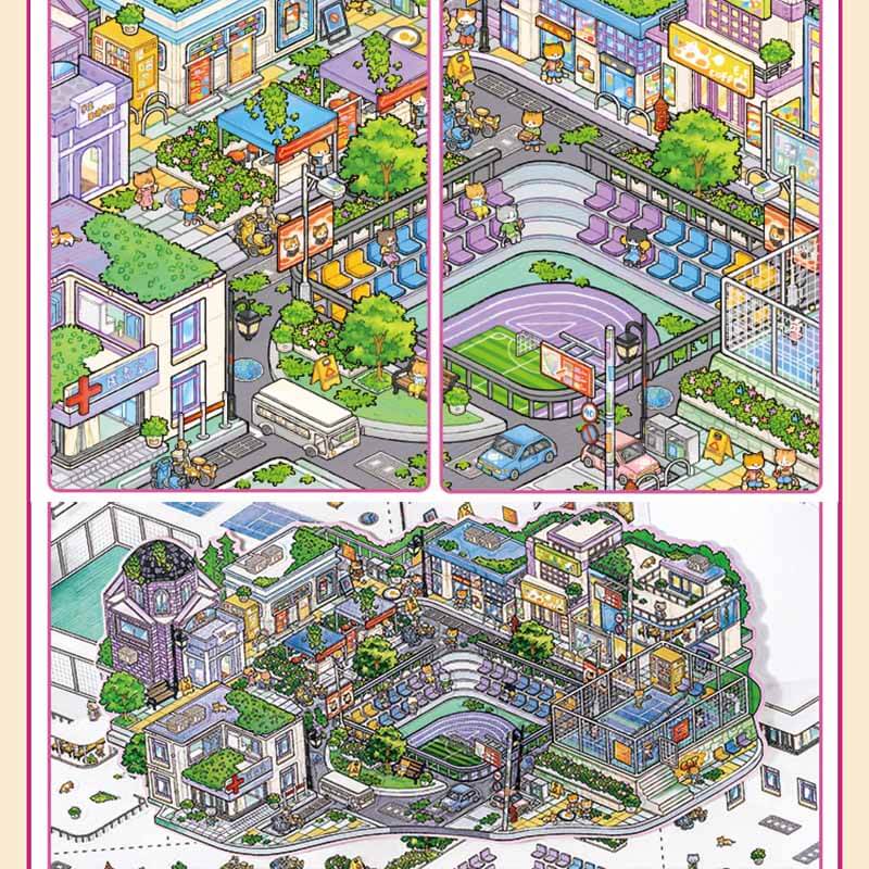 Youth Campus DIY 3D Scene Stickers 4 Cute Miniature Scenes(L)