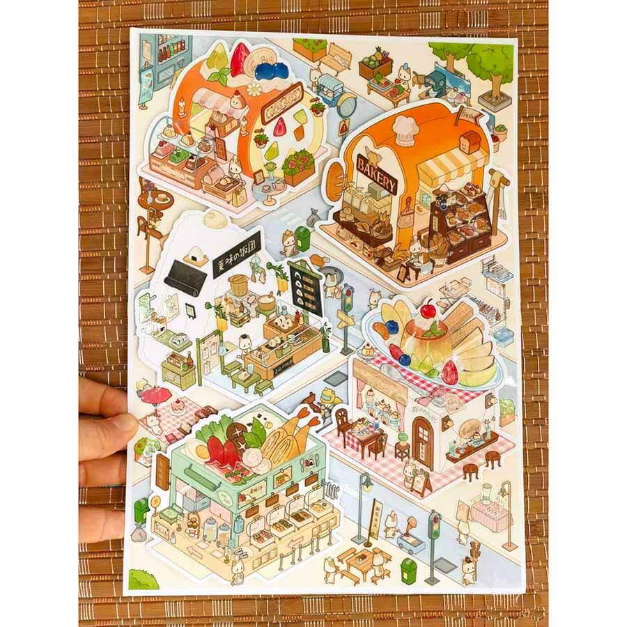 Yummy Town DIY 3D Scene Stickers Cute Miniature Scenes(L)