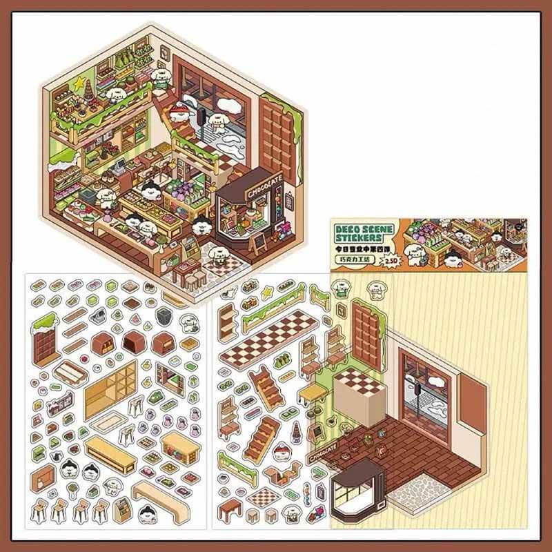 Chocolate Workshop DIY 3D Scene Stickers 4 Cute Miniature Scenes(S)