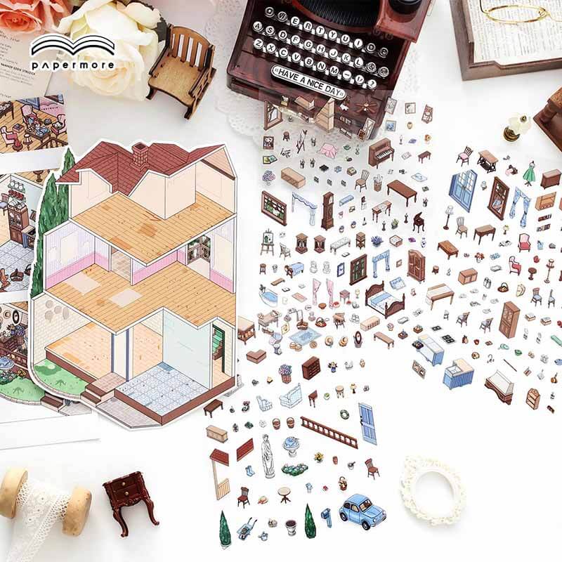 French Living DIY 3D Scene Stickers 2 Cute Scenes(L)