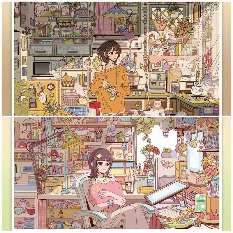 Cozy Notes DIY 3D Scene Stickers 2 Cute Scenes(L)