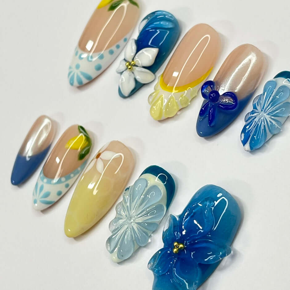 Art Garden Press On Nails Blue Summer - Beauty Art Garden