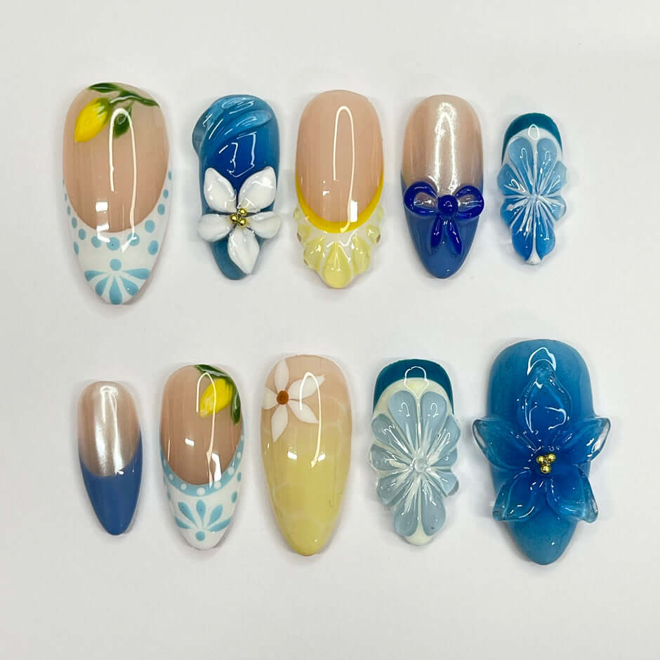 Art Garden Press On Nails Blue Summer - Beauty Art Garden