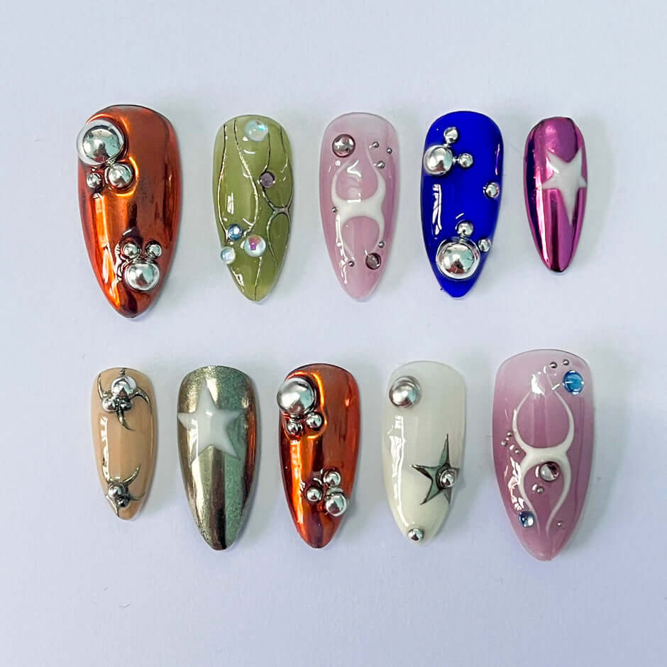 Art Garden Press On Nails Chrome Molecule - Beauty Art Garden