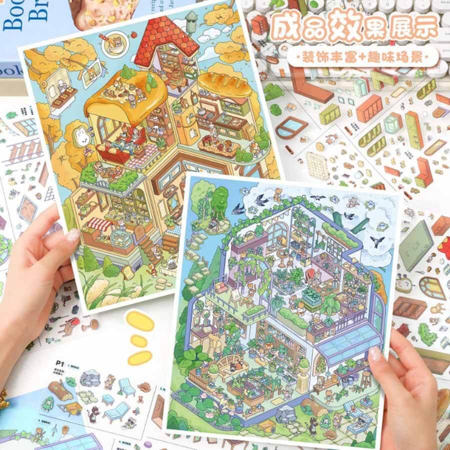 Craft Corner DIY 3D Scene Stickers 2 Cute Miniature Scenes(L)