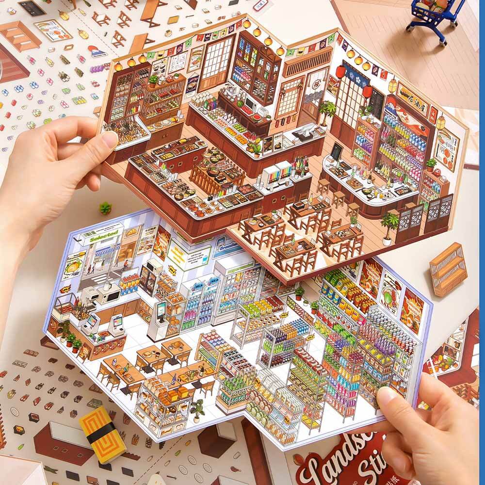 Leisure Chronicle DIY 3D Scene Stickers 2 Cute Scenes(L)