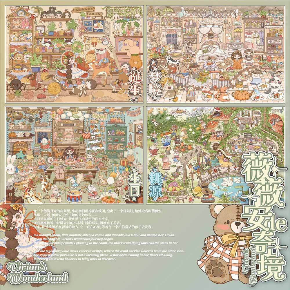 Dream Origin DIY 3D Sticker 4 Cute Miniature Scenes(L)