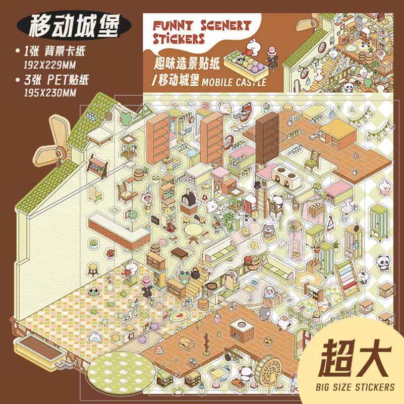 Wonderland Series DIY 3D Scene Stickers 4 Cute Miniature Scenes(L)