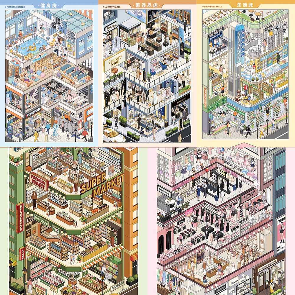 City Collection Book DIY 3D Scene Stickers 2 Cute Scenes(L)