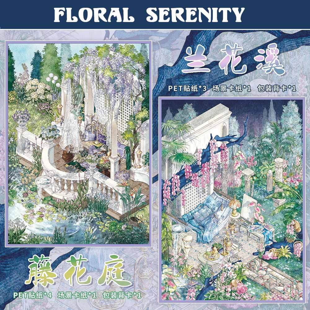 Floral Serenity DIY 3D Sticker 2 Cute Miniature Scenes(L)