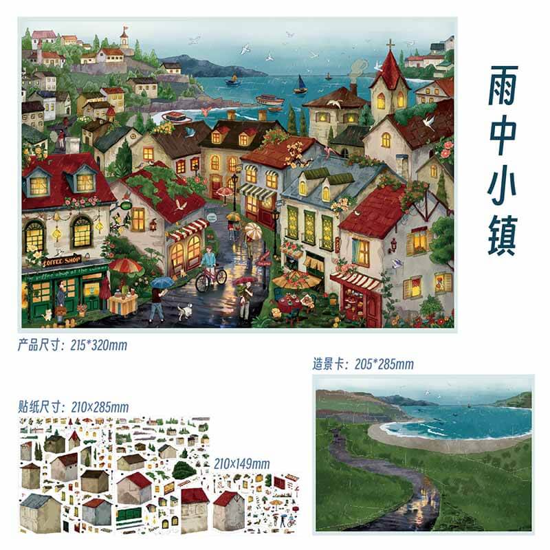 Town Weather DIY 3D Scene Stickers 2 Cute Scenes(xL)