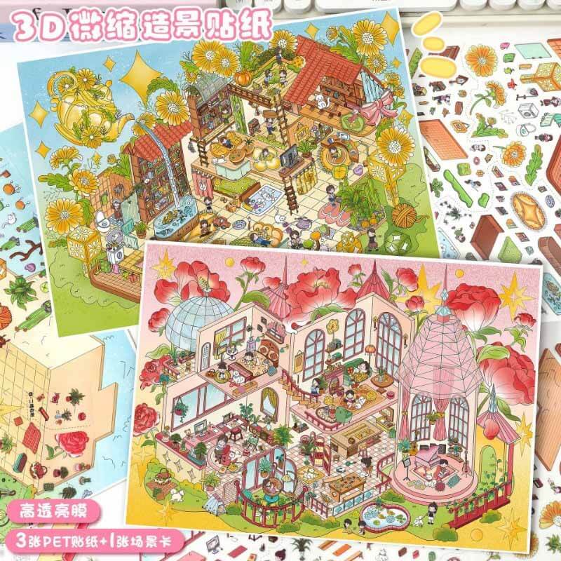 Floral Residence DIY 3D Scene Stickers 2 Cute Scenes(L)